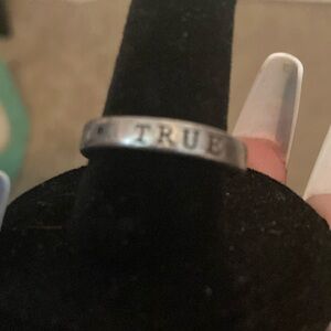 Vintage SIGNED BSD Sterling Silver 925 TRUE LOVE WAITS Theme BAND RING